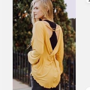 Free People Mustard Knotted Top